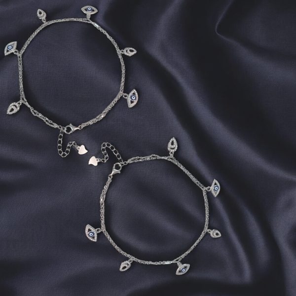 Dainty Evil Eye Silver anklet