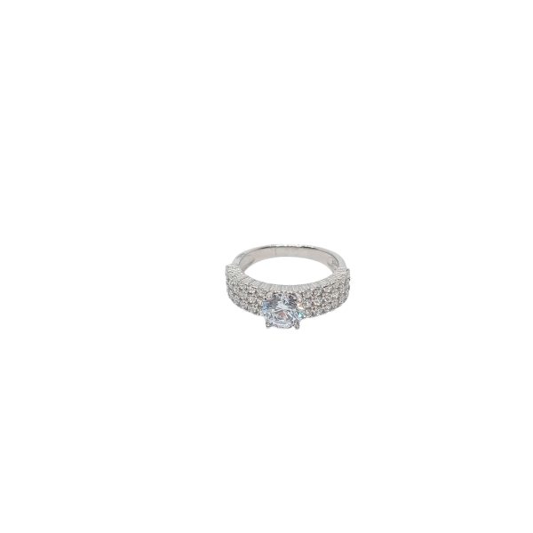 Cubic Zirconia Rhodium Plated RingSilver Ring - Image 3