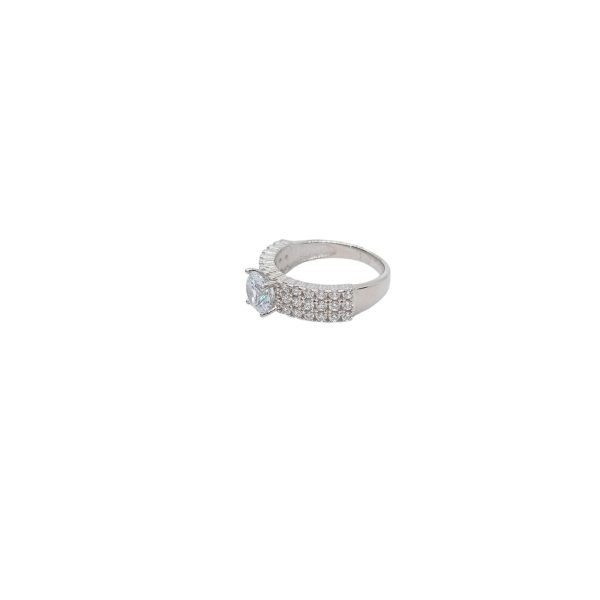 Cubic Zirconia Rhodium Plated RingSilver Ring - Image 2