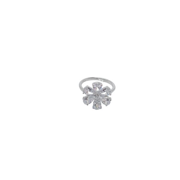 Solitaire Spin Crystal Finger Silver Ring - Image 3