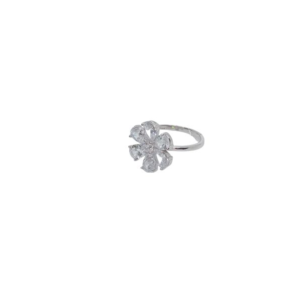 Solitaire Spin Crystal Finger Silver Ring - Image 2