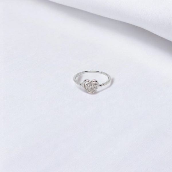 Silver Link two Heart Silver Ring