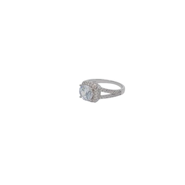 Miss Jo 92.5 Sterling Silver Halo Solitaire Ring - Image 2