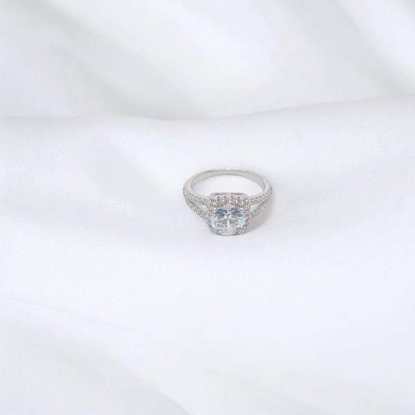 Miss Jo 92.5 Sterling Silver Halo Solitaire Ring