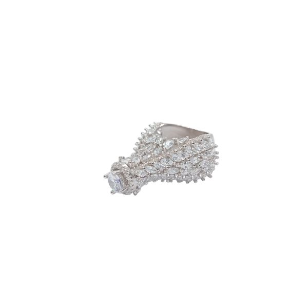 Solitaire Crystal Silver Plated"Silver Ring - Image 3