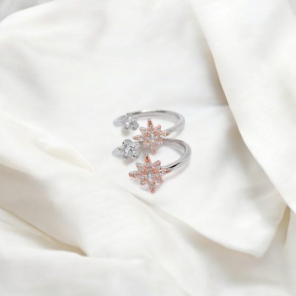 Sparkling Snowflake Silver Toe-Rings - Image 2